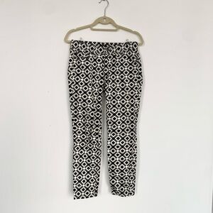 J. Crew Geometric Black and White Pants